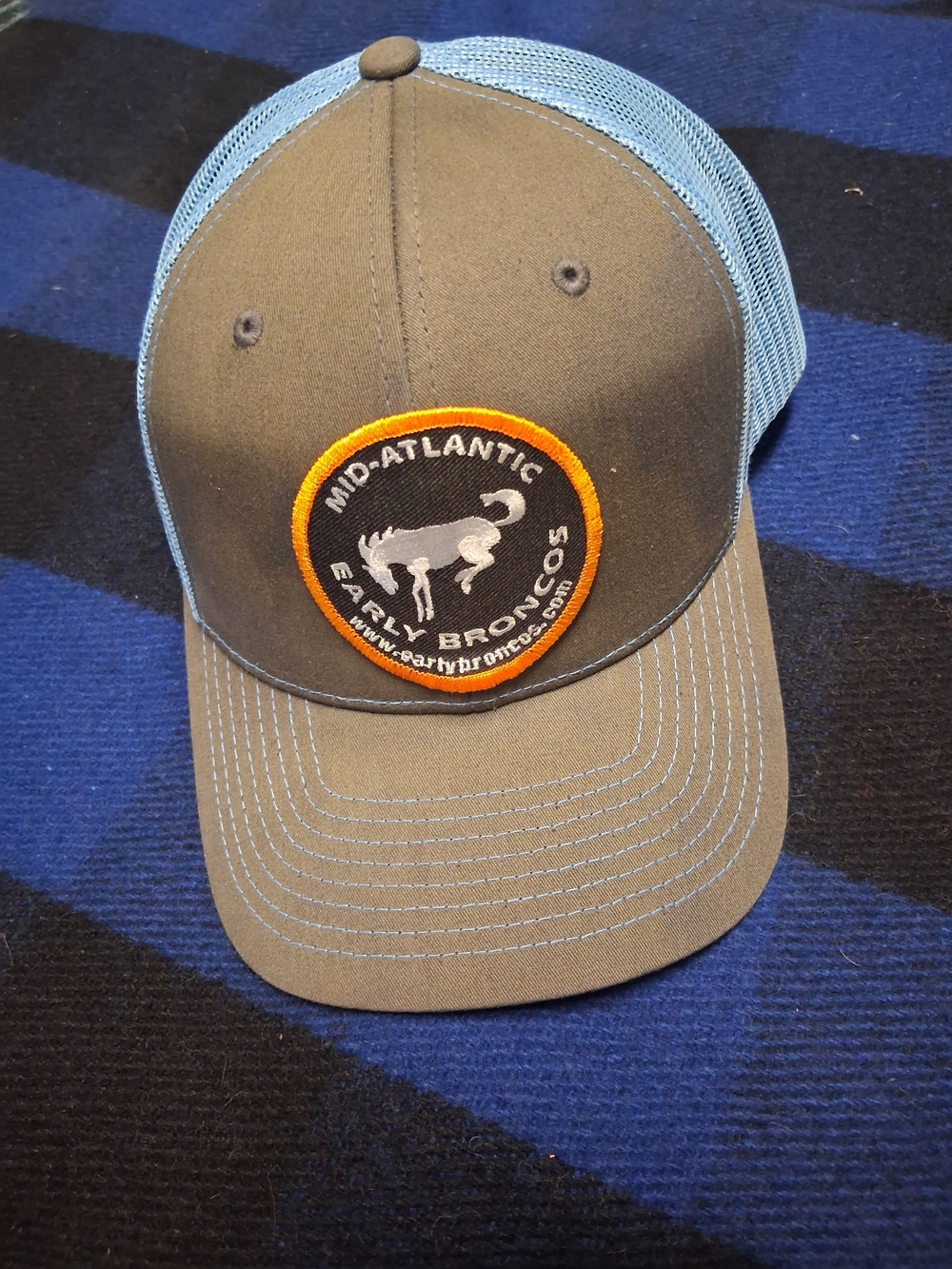 Mid-Atlantic Early Broncos Brown and Light Blue Mesh Trucker Hat